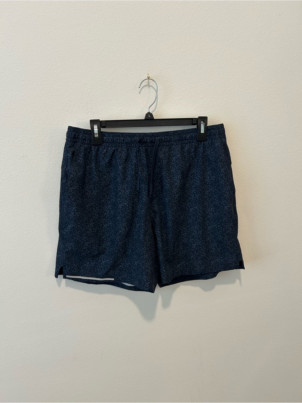 Men's Navy Speckled Athletic Shorts with Drawstring Waist